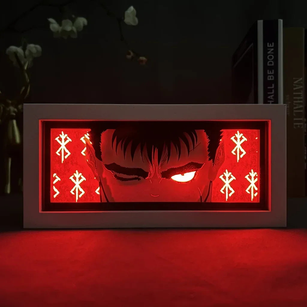 Lampe LED 3D BERSERK | Lampe de nuit représentant Guts, avec une lumière LED réglable intégrée pour un éclairage doux et décoratif. Parfaite pour la décoration de chambre ou comme cadeau pour les fans de l'anime