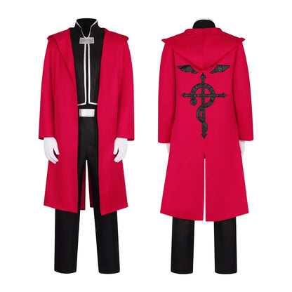 Disfraz de cosplay de Edward Elric, incluido su icónico uniforme. Ideal para fans y eventos de cosplay.