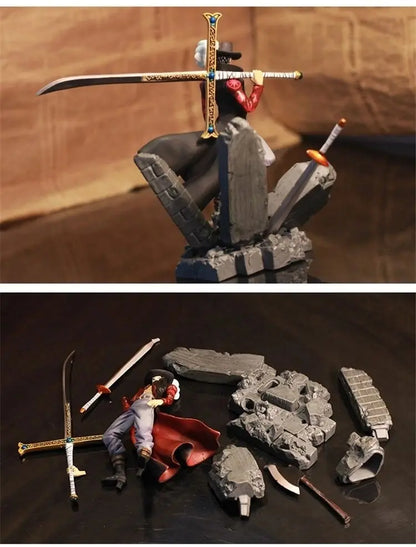 15cm Figurine One Piece | Dracule Mihawk de One Piece, membre de la Cross Guild, avec un support décoratif. Idéale pour les collectionneurs, parfait pour décorer un espace dédié à l'univers de One Piece