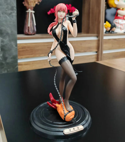 28cm Statue GK Chainsaw Man | Makima en Tenue Sexy, modèle détaillé avec Pochita, parfait pour les collectionneurs et fans d'anime. Idéal comme décoration ou cadeau