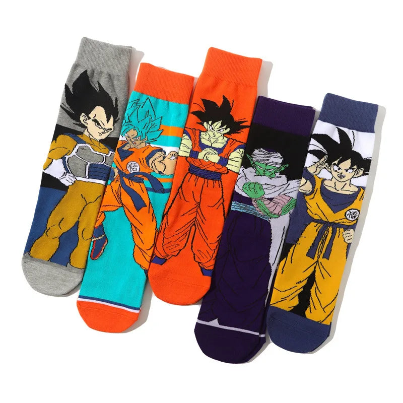 Chaussettes Dragon Ball  | Chaussettes en coton longues et respirantes avec imprimé des personnages de DBZ. Style hip-hop, idéales pour les amateurs de skateboard et les fans de Dragon Ball