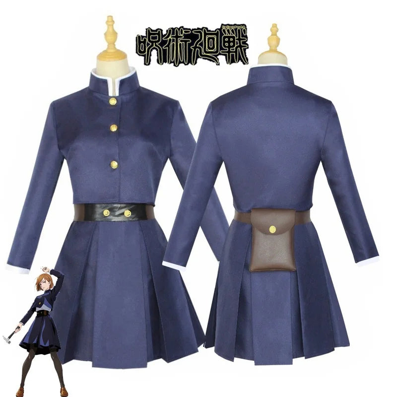 Costume Cosplay Jujutsu Kaisen Kugisaki Nobara Tenue complète de cosplay pour femmes, inspirée de Kugisaki Nobara dans Jujutsu Kaisen. Comprend la robe uniforme avec détails fidèles, idéale pour conventions, fêtes ou collection