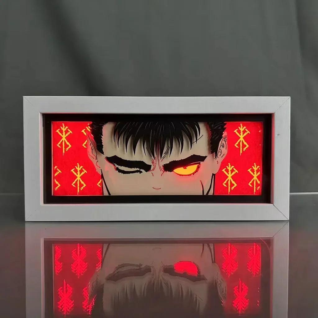 Lampe LED 3D BERSERK | Lampe de nuit représentant Guts, avec une lumière LED réglable intégrée pour un éclairage doux et décoratif. Parfaite pour la décoration de chambre ou comme cadeau pour les fans de l'anime