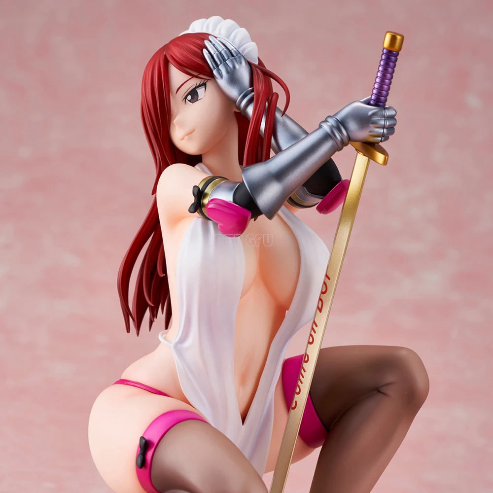 18cm Figurine Fairy Tail | Figurine d'Erza Scarlet en version spéciale Yuuwaku no Yoroi. Modèle PVC idéal pour les collectionneurs et fans de l'anime