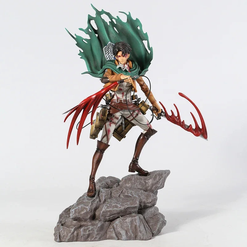 31-36cm Figurine Attack on Titan | Figurine représentant Levi & Mikasa Ackerman de l'anime Attack on Titan. Modèle idéal pour les fans et collectionneurs, parfait pour la décoration ou comme cadeau