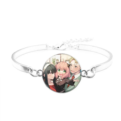 Pulsera ESPÍA×FAMILIAR | Pulsera de aleación inspirada en los personajes de Anya, Yor y Crepúsculo. La pulsera es ideal para los fans del anime, perfecta como accesorio de cosplay o como regalo. 