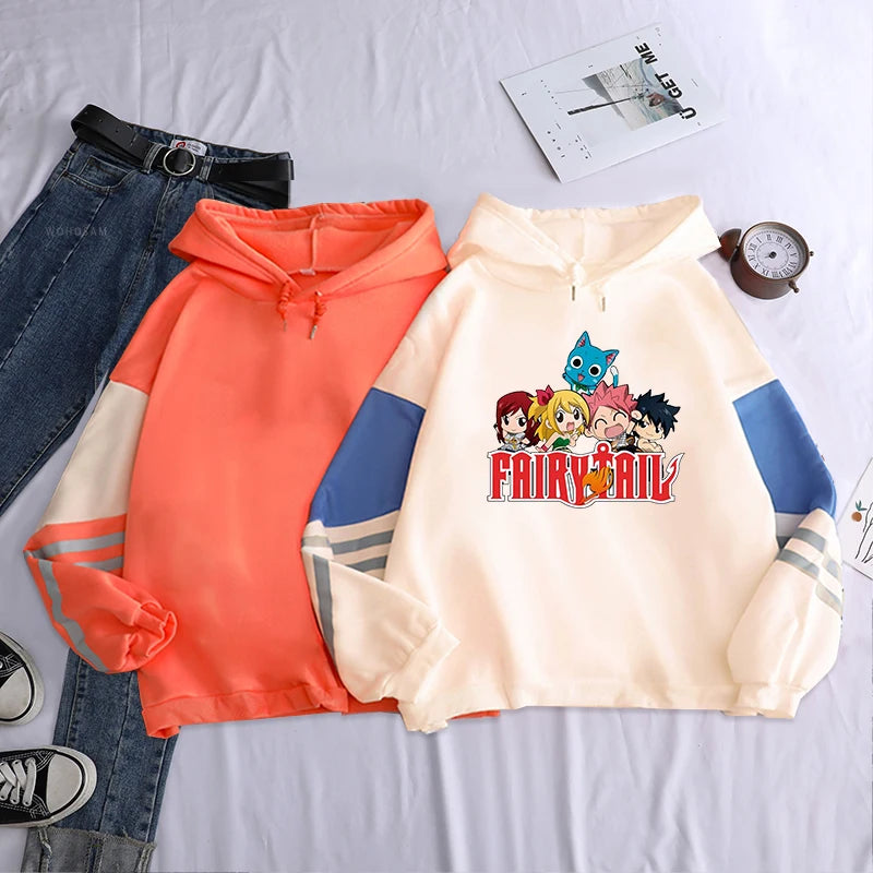 Fairy Tail Japan Anime Harajuku Hoodies Winter Casual Pullover Happy/Natsu Dragneel/Gray Fullbuster Manga Long Sleeve Sweatshirt