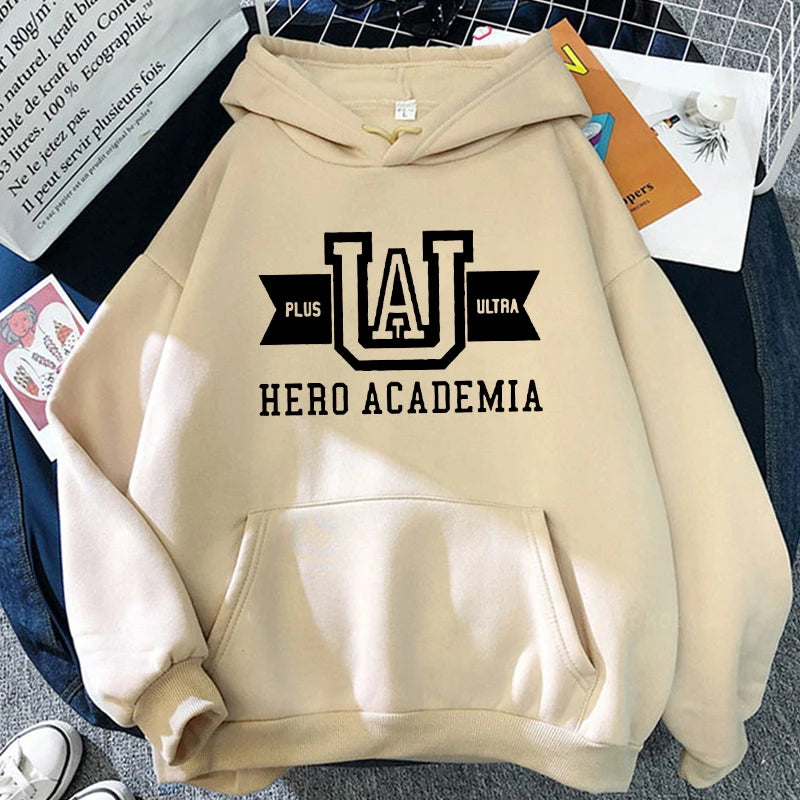 Sweat My Hero Academia | Sweat à capuche Harajuku UA, manches longues patchwork. Style streetwear pour hommes et femmes, parfait pour l’hiver