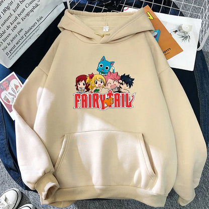 Fairy Tail Japan Anime Harajuku Hoodies Winter Casual Pullover Happy/Natsu Dragneel/Gray Fullbuster Manga Long Sleeve Sweatshirt