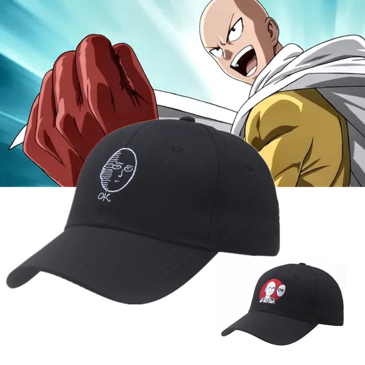 Casquette brodée de Saitama de One Punch Man. Un accessoire ajustable et unisex, parfait pour les fans de l'anime. Idéale pour les activités extérieures ou comme accessoire de mode décontracté