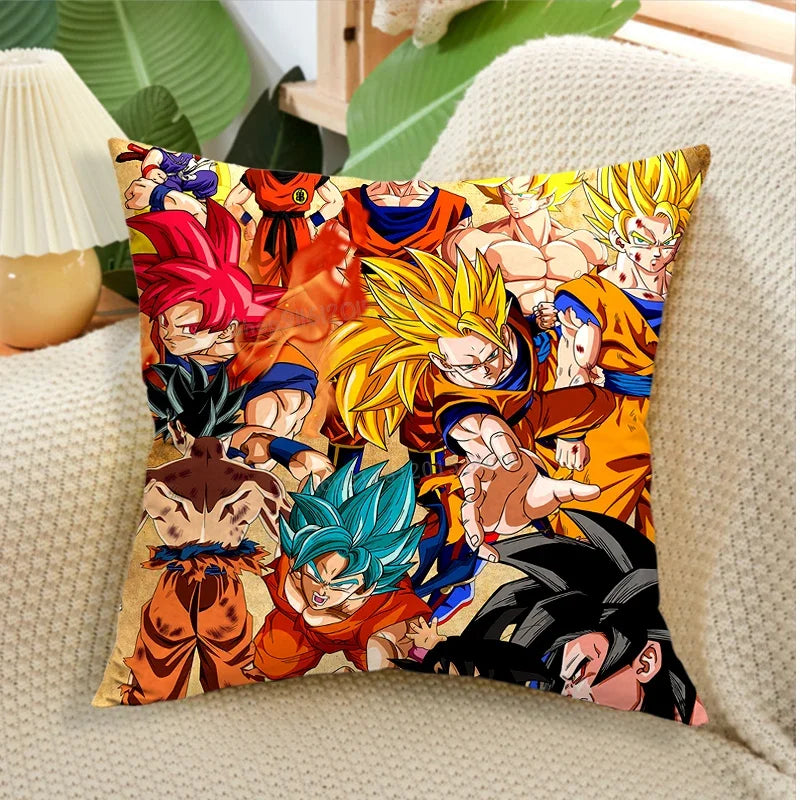 45*45cm Taie d'oreiller Dragon Ball Z. Idéal pour la décoration de chambre, voiture ou lit. Un cadeau parfait pour les fans de l'anime