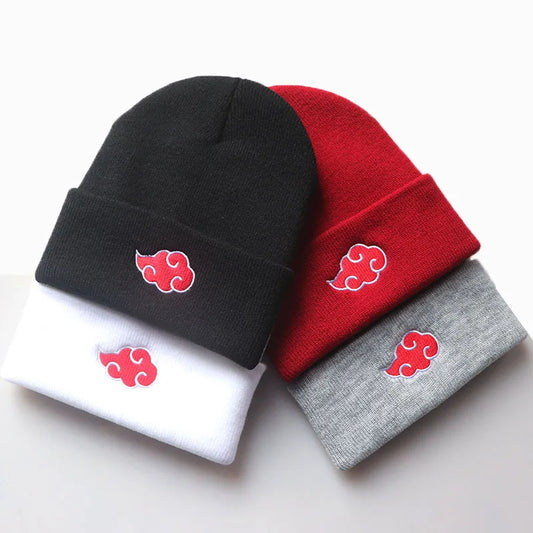 Bonnet d'hiver Naruto / Akatsuki | Bonnet en cotton tricoté avec broderie, chaud et stylé, parfait pour le ski ou le quotidien, unisexe, idéal comme cadeau