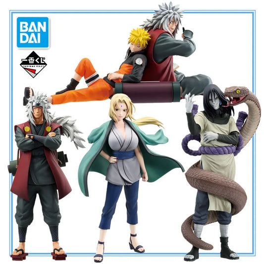 11-25cm BANDAI Ichiban Kuji edición limitada de 3 | Figuras detalladas de PVC de colección de Jiraiya, Orochimaru y Tsunade. Modelos de acción anime, perfectos para colecciones y como regalo para fans de Naruto.