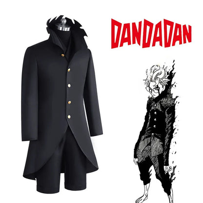 Cosplay DAN DA DAN de Ken Takakura (Okarun) -  Uniforme noir, perruque et masque facial et lunettes emblématiques. Idéal pour cosplay et fans de Dandadan