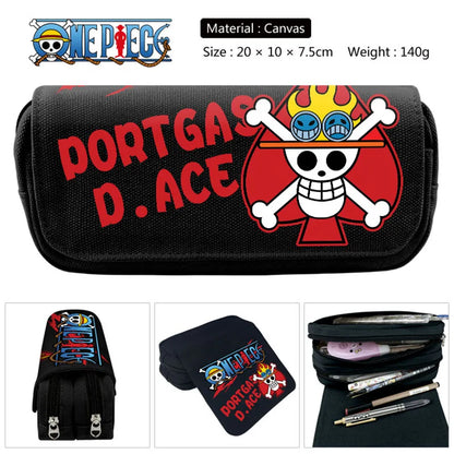 20*10*7.5cm Trousse Double Compartiment à Rabat | One Piece Luffy, Zoro, Chopper. Idéal pour enfants, fournitures scolaires, cadeau de papeterie