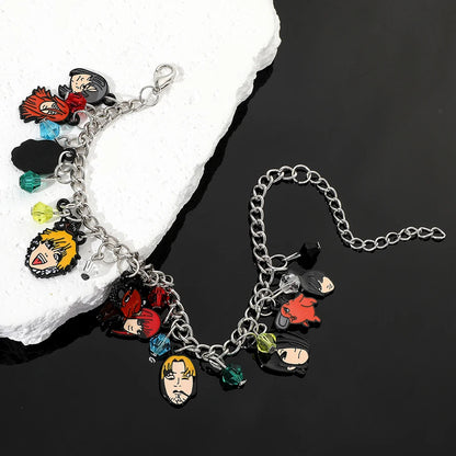 Bracelet Chainsaw Man | Bracelet à breloques avec pendentifs des personnages de Chainsaw Man. Parfait pour les fans de l'anime, cet accessoire stylé est un excellent cadeau pour hommes. Idéal pour compléter une tenue avec une touche d’anime