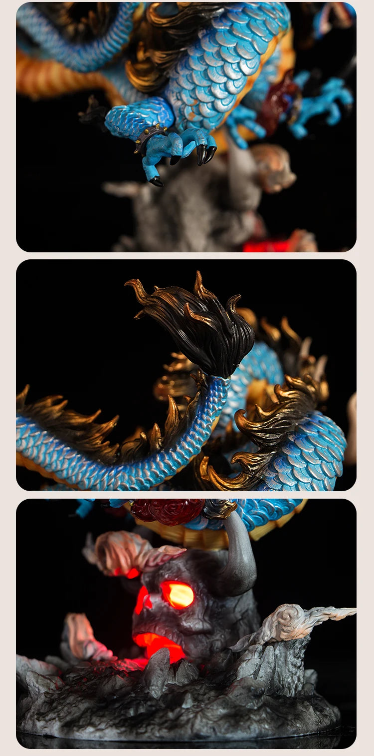 Figura de una pieza de 22 cm | Kaido en forma de dragón, con iluminación LED integrada. Perfecto para coleccionistas y fanáticos del anime para iluminar tu colección con estilo. 