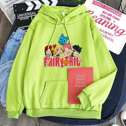 Fairy Tail Japan Anime Harajuku Hoodies Winter Casual Pullover Happy/Natsu Dragneel/Gray Fullbuster Manga Long Sleeve Sweatshirt