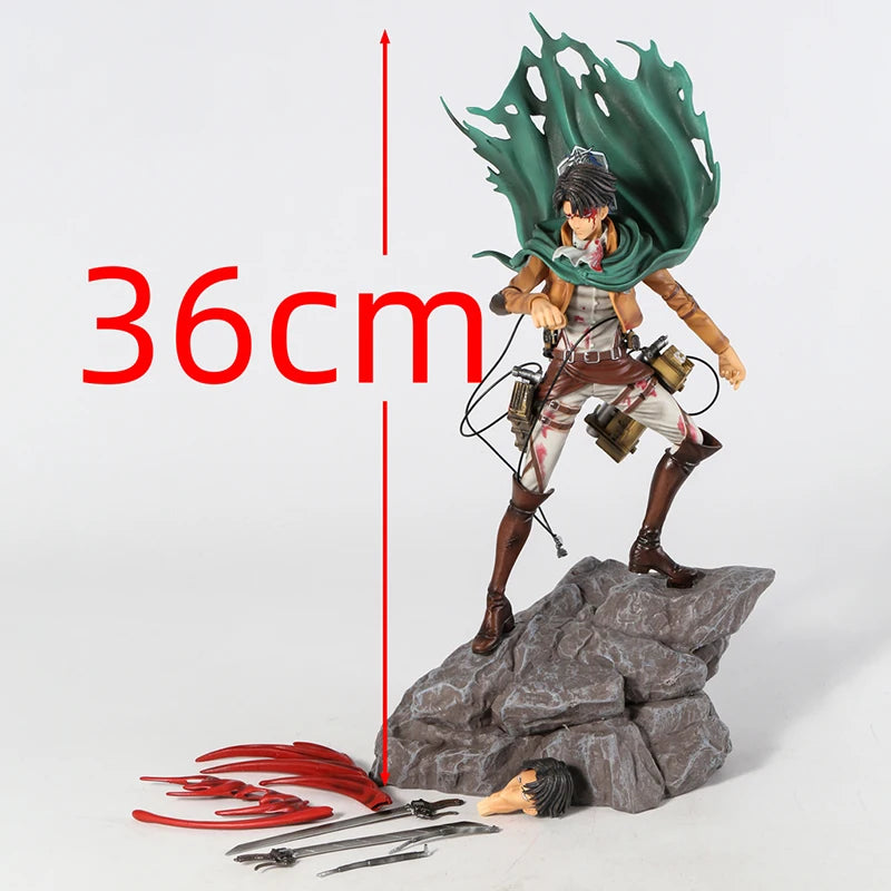 31-36cm Figurine Attack on Titan | Figurine représentant Levi & Mikasa Ackerman de l'anime Attack on Titan. Modèle idéal pour les fans et collectionneurs, parfait pour la décoration ou comme cadeau