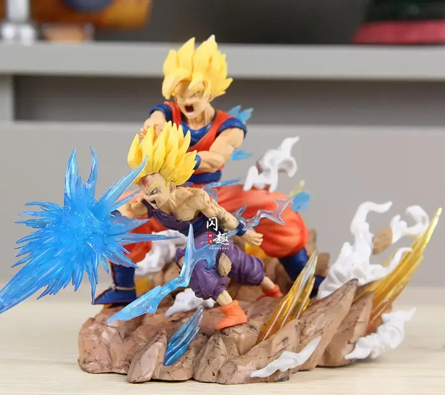 23cm Figurine Dragon Ball | Son Gohan et Son Goku Kamehameha contre Cell. Cette figurine dynamique est parfaite pour la décoration et la collection. Un cadeau idéal pour les fans de Dragon Ball Z !