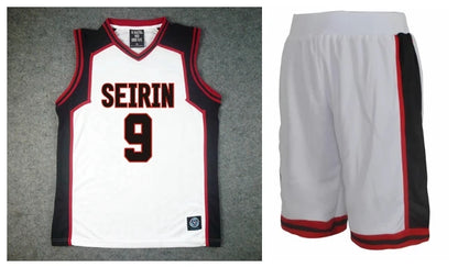 Ensemble Maillot et Short Kuroko no Basket Seirin | Uniforme de basket Seirin inspiré de l'équipe du duo iconique Kuroko Tetsuya (#11) et Kagami Taiga (#10). Ensemble comprenant un t-shirt et un short. Idéal pour le cosplay ou le sport