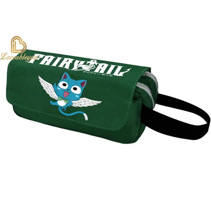 Fairy Tail Large Capacity Pencil Case Canvas School Pen Case Zipper Double Layered Supplies Box Pouch Stationery Toys Gift