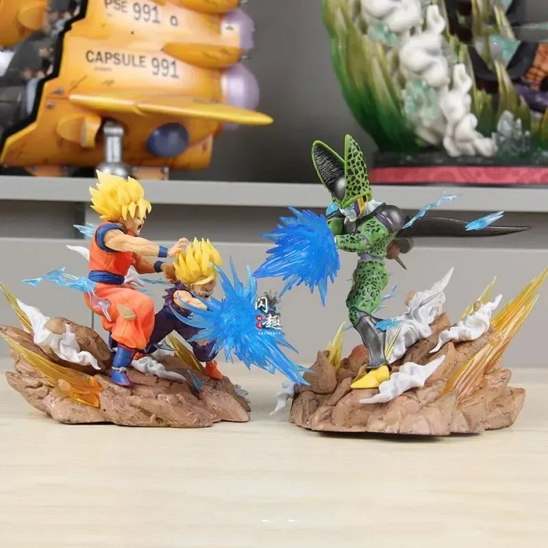 23cm Figurine Dragon Ball | Son Gohan et Son Goku Kamehameha contre Cell. Cette figurine dynamique est parfaite pour la décoration et la collection. Un cadeau idéal pour les fans de Dragon Ball Z !