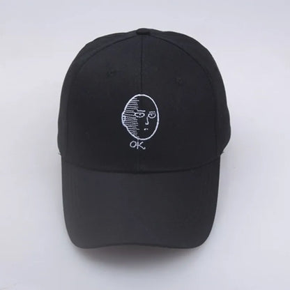 Casquette brodée de Saitama de One Punch Man. Un accessoire ajustable et unisex, parfait pour les fans de l'anime. Idéale pour les activités extérieures ou comme accessoire de mode décontracté