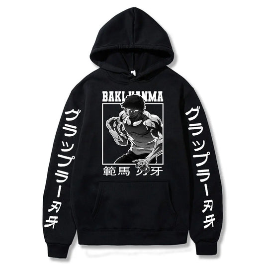 Hoodie unisexe inspiré de Baki Hanma. Sweat-shirt oversize, idéal pour l'automne et l'hiver, avec un design streetwear en molleton pour un confort optimal