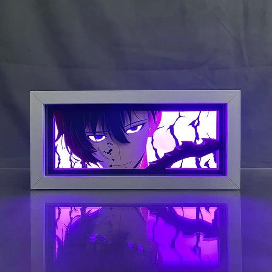 Caja de luz LED de nivelación individual | Caja de luz con recorte de papel de Sung Jin-Woo de Solo Leveling. Ideal como decoración, juguete o regalo para niños y fanáticos del anime.