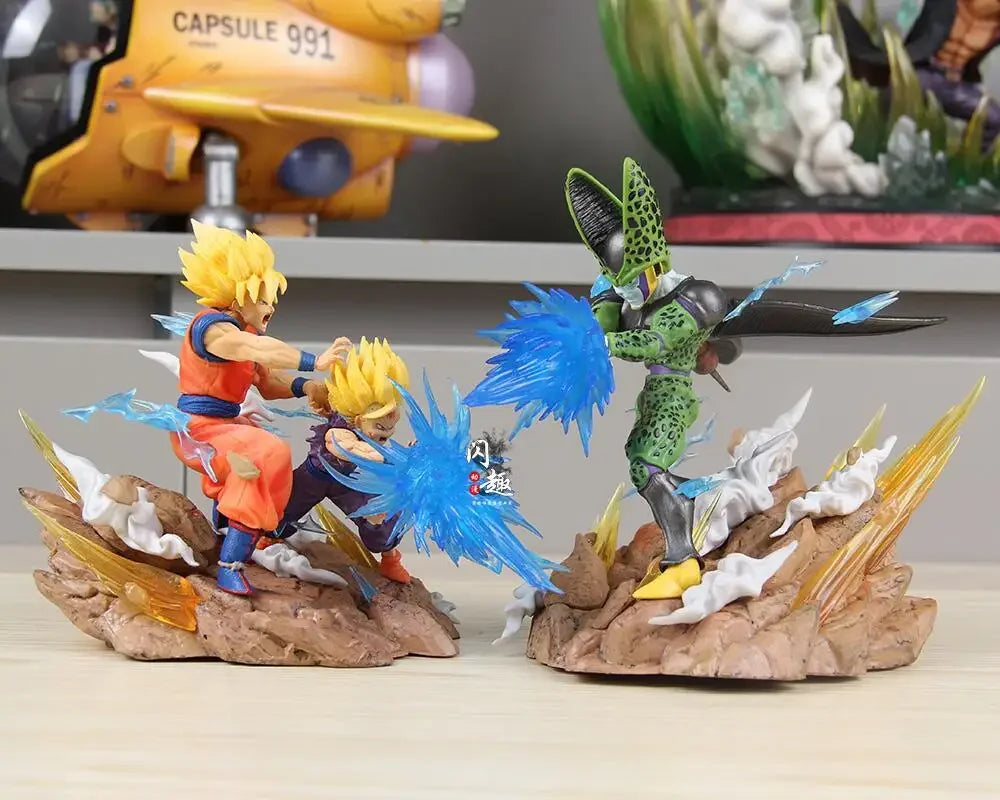 23cm Figurine Dragon Ball | Son Gohan et Son Goku Kamehameha contre Cell. Cette figurine dynamique est parfaite pour la décoration et la collection. Un cadeau idéal pour les fans de Dragon Ball Z !