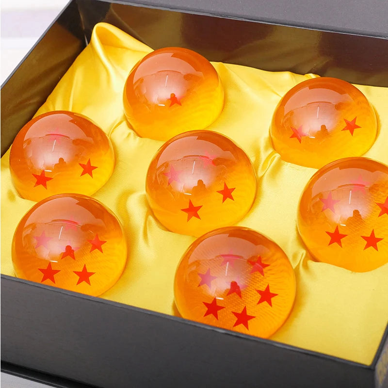 Set de 7 boules de cristal Dragon Ball (3,5 cm) | Invoquez Shenron avec ces figurines de collection, parfaites comme cadeau pour les fans de l'anime