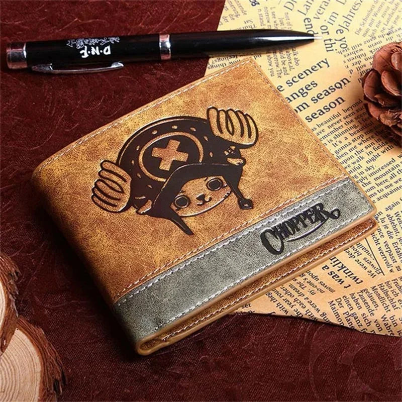 12*10cm | High quality One Piece leather wallet, featuring the iconic logos of the series. A stylish and functional accessory for anime fans 