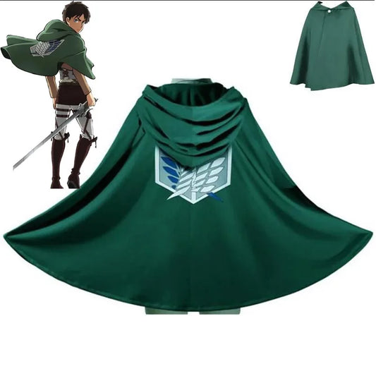 Cape à Capuche Attack on Titan Corps d'Exploration | Costume Cosplay Cape verte à capuche inspirée de Attack on Titan, parfaite pour le cosplay. Ce manteau est idéal pour Halloween ou les événements cosplay