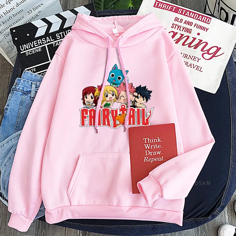 Fairy Tail Japan Anime Harajuku Hoodies Winter Casual Pullover Happy/Natsu Dragneel/Gray Fullbuster Manga Long Sleeve Sweatshirt