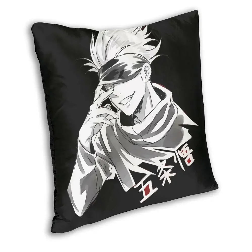 Jujutsu Kaisen Cushion Cover | Gojo Satoru Custom cushion cover with double-sided 3D printing of Gojo Satoru. Ideal for living room decoration, this cover brings a unique touch for anime and manga fans 