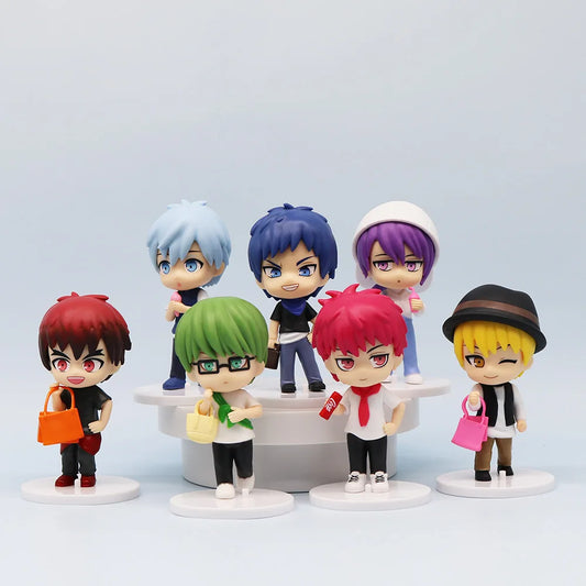 7 unids/set Kuroko's Basketball ropa de moda figura pelo colorido niño versión Q figurita muñecas adornos de decoración de Anime