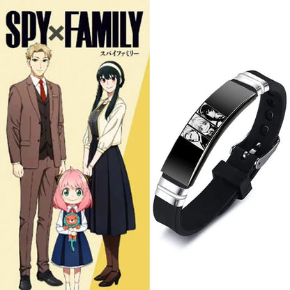 Pulsera ESPÍA×FAMILIAR | Pulsera de acero inoxidable y silicona con diseños inspirados en Spy x Family. Fuerte y elegante, esta pulsera es adecuada tanto para hombres como para mujeres, perfecta para mostrar tu pasión por el anime. 