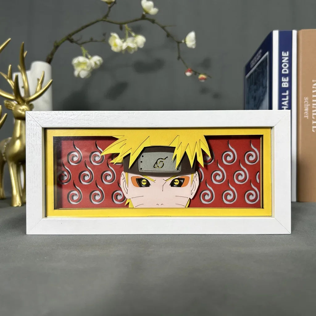 Cadre Lumineux LED 3D Naruto, découpe en papier, parfaite pour la décoration de chambre ou comme cadeau d'anniversaire