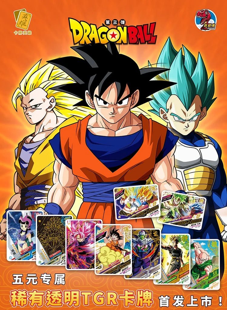 Boîtes de Cartes de Collection Dragon Ball avec Goku, Vegeta et les Saiyans. Cartes brillantes idéal pour les batailles. Un cadeau idéal pour les enfants et les fans de l'anime !