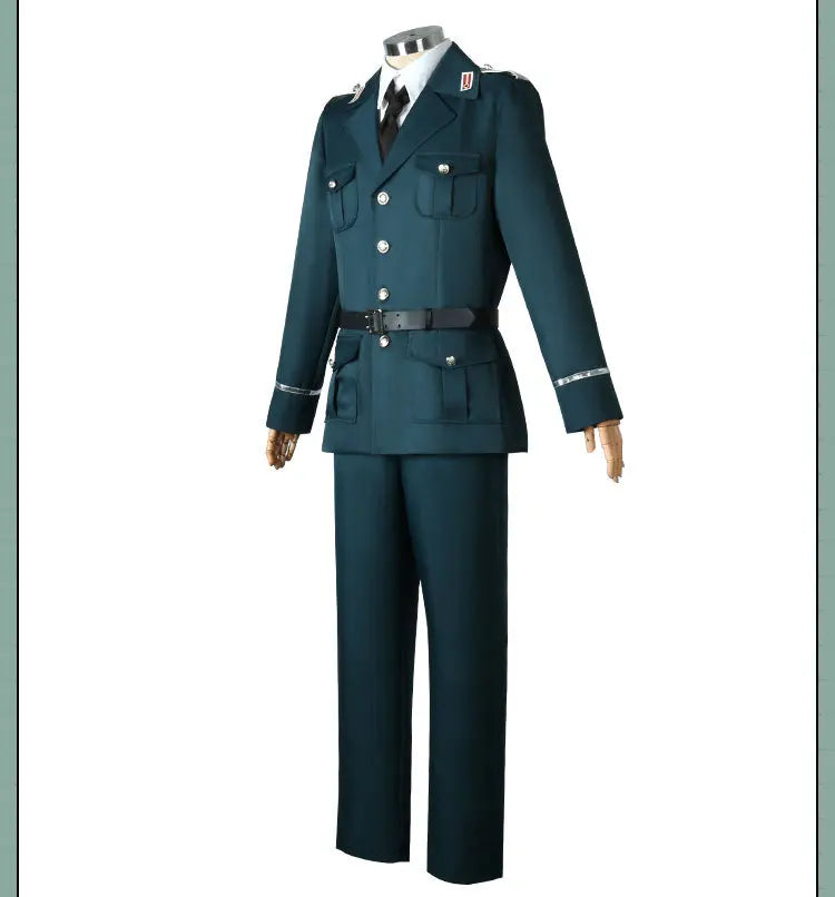 Cosplay ESPÍA × FAMILIA | Disfraz de cosplay inspirado en Yuri Briar, que presenta un uniforme verde de estilo militar. Diseñado para hombres adultos, este conjunto es perfecto para Halloween y Comic Con. 