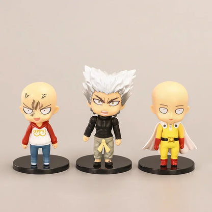 Set of 5 PVC mini figures representing Saitama, Genos, Fubuki and Garoh in an adorable version. Perfect for fans and collectors, ideal as a gift or decoration