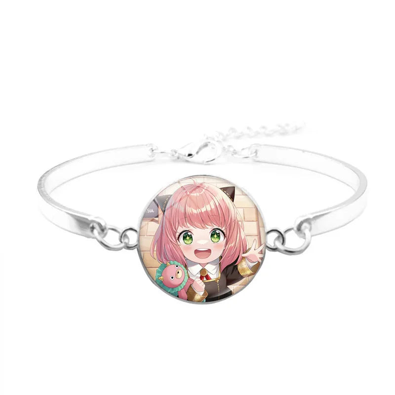 Pulsera ESPÍA×FAMILIAR | Pulsera de aleación inspirada en los personajes de Anya, Yor y Crepúsculo. La pulsera es ideal para los fans del anime, perfecta como accesorio de cosplay o como regalo. 