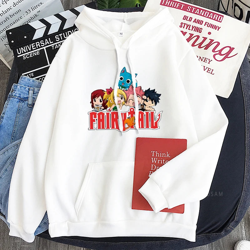 Fairy Tail Japan Anime Harajuku Hoodies Winter Casual Pullover Happy/Natsu Dragneel/Gray Fullbuster Manga Long Sleeve Sweatshirt