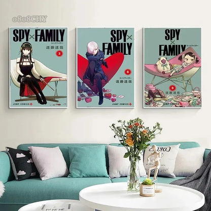 Spy x Family canvas poster with a cute and aesthetic manga cover. Perfect for decorating bedrooms, living spaces or children's rooms, this poster brings a kawaii touch to your interior decoration 