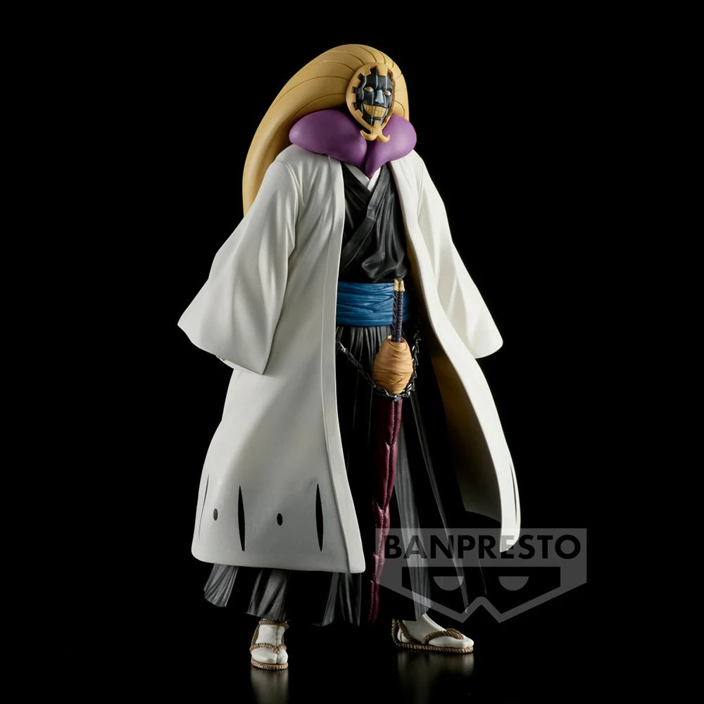 16cm Banpresto Figurine Bleach | Figurine originale de Kurotsuchi Mayuri de la collection Banpresto Solid and Souls. Ce modèle d'action détaillé est parfait pour les amateurs de Bleach, avec une finition soignée et un design unique