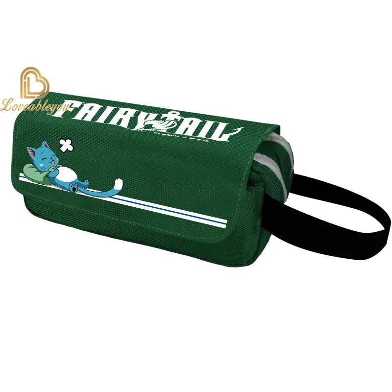 Fairy Tail Large Capacity Pencil Case Canvas School Pen Case Zipper Double Layered Supplies Box Pouch Stationery Toys Gift