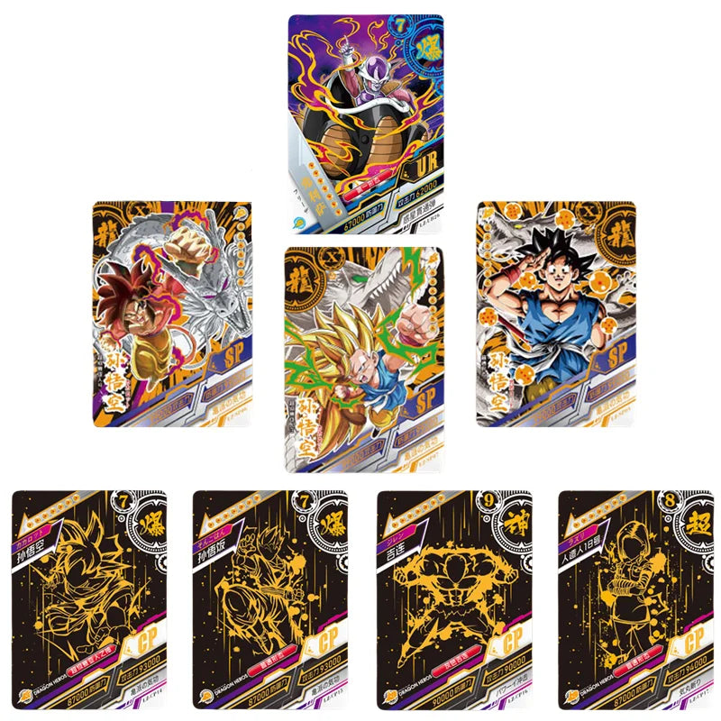 Boîtes de Cartes de Collection Dragon Ball avec Goku, Vegeta et les Saiyans. Cartes brillantes idéal pour les batailles. Un cadeau idéal pour les enfants et les fans de l'anime !