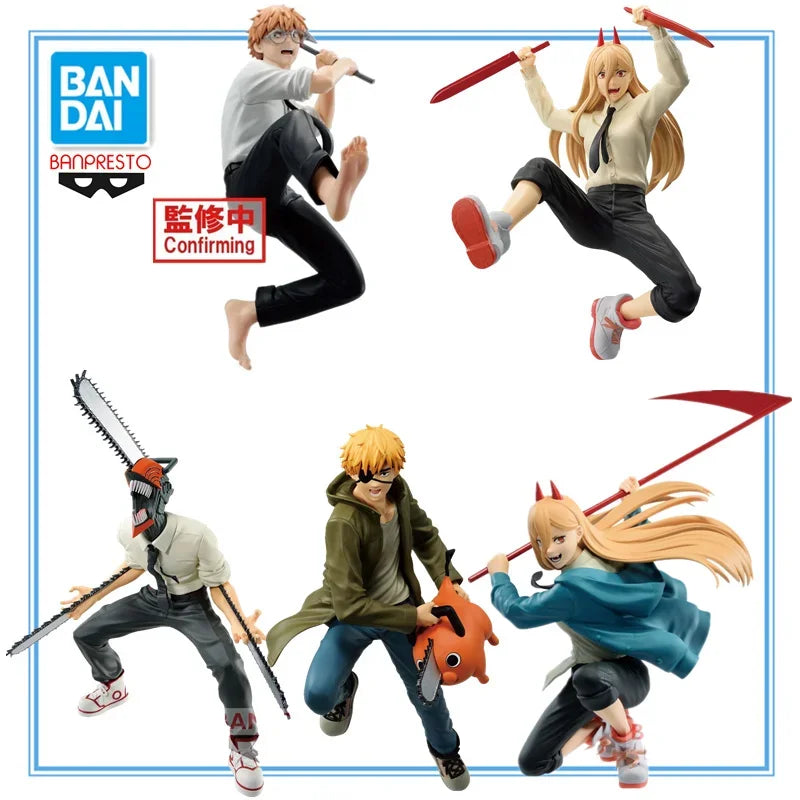 14-17cm Figurines originales Bandai Banpresto (édition Vibration Stars) Chainsaw Man | Figurines d'action en PVC de Denji et Power, modèles collectables inspirés de l'anime Chainsaw Man. Parfaites pour les fans et comme cadeau pour les collectionneurs