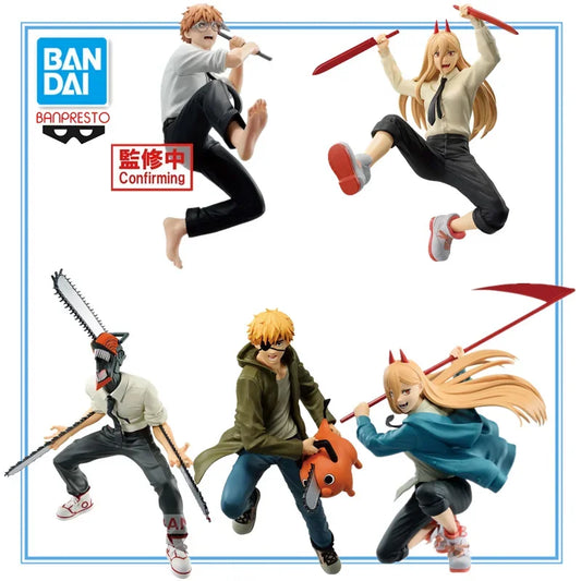 Figuras originales Bandai Banpresto de 14-17 cm (edición Vibration Stars) Chainsaw Man | Figuras de acción de PVC de Denji y Power, modelos coleccionables inspirados en el anime Chainsaw Man. Perfecto para fans y como regalo para coleccionistas.